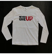 Gyerek fehér póló - Never give up birkózó mintával
