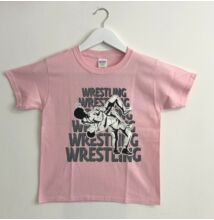 Gyerek póló - Wrestling hatsoros felirattal dobós mintával - rózsaszín pólón-3-4ÉVES-104CM 
