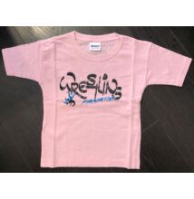 Gyerek póló-Wrestling fekete Fanatic mintával - rózsaszín pólón