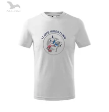 Gyerek, fehér póló - I Love Wrestling birkózó mintával