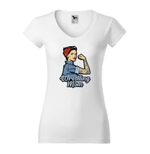Női póló - Wrestling Mom - fehér, kék
