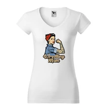 Női póló - Wrestling Mom - fehér, sárga