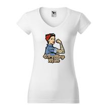 Női póló - Wrestling Mom - fehér, sárga