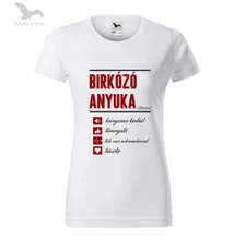 Női póló - Birkózó anyuka 4 pont-piros, fekete mintával - fehér pólón