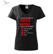 Női fekete póló, piros-fehér birkózó anyuka mintával