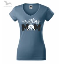 Női farmerkék póló, wrestling mom