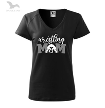 Női fekete póló, wrestling mom