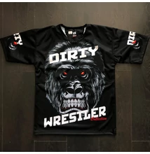 Férfi technikai póló (rashguard) - Gorilla mintával - sötét pólón