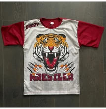 Férfi, gyerek technikai póló (rashguard) - tigrises mintával - bordó pólón