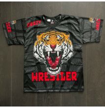 Férfi, gyerek technikai póló (rashguard) - tigrises mintával - fekete pólón