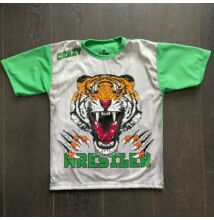 Férfi, gyerek technikai póló (rashguard) - tigrises mintával - zöld pólón