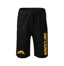 Férfi hosszú szárú short - arany mintával, fekete shorton