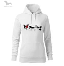 Női kapucnis zsebes pulóver-I Love Wrestling