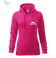 Női kapucnis, cipzáros pulóver, új wrestling mintával, pink-fehér