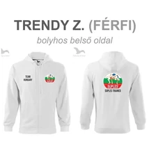 Férfi kapucnis-zipzáras pulóver - SUPLES mintával - fehér pulóveren