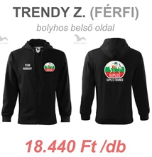 Férfi kapucnis-zipzáras pulóver - SUPLES mintával - fekete pulóveren