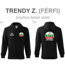 Férfi kapucnis-zipzáras pulóver - SUPLES mintával - fekete pulóveren