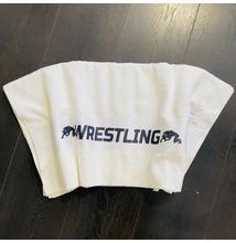  Közepes törölköző (70x140) - Wrestling felirattal - fehér, fekete, anyagában nyomott mintával