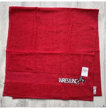  Közepes törölköző (70x140) -Birkózó mintával, Wrestling felirattal - piros, hímzett