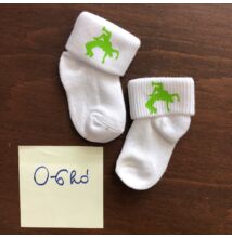 Baba zokni - világos zöld dobós mintával - fehér zoknin (0-6hó)