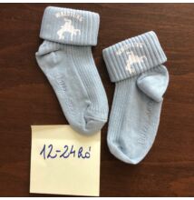 Baba zokni - fehér dobós mintával - világoskék zoknin (12-24hó)