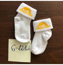 Baba zokni - sárga összekapaszkodós mintával - fehér zoknin (6-12hó)