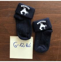 Baba zokni - fehér dobós mintával - sötétkék zoknin (6-12hó)