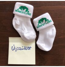 Baba zokni - zöld összekapaszkodós mintával - fehér zoknin (újszülött)