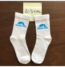 Baba zokni - világoskék összekapaszkodós mintával - fehér zoknin (2-3 év)