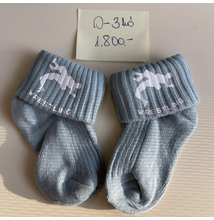 Baba zokni - fehér új dobós mintával - világoskék zoknin (0-3hó)