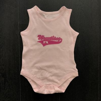Baba-body, pamut rózsaszín - 12-18 hó - Szalagos mintával - pink - Ujjatlan