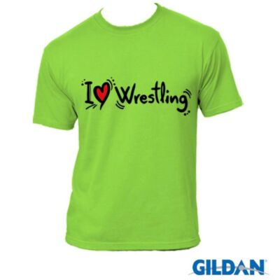 Férfi póló - I love Wrestling Szíveskés mintával - zöld pólón