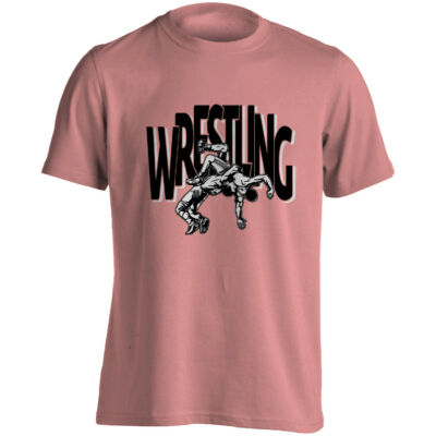 Gyerek póló - Nagy wrestling felirattal dobós mintával - rózsaszín pólón