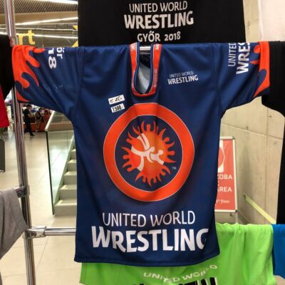 UWW-s Technikai United World Wrestling-Gyerek póló sötétékék