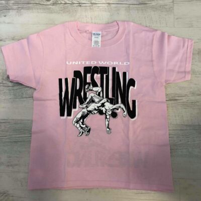Baba póló - Nagy wrestling felirattal dobós mintával - rózsaszín pólón