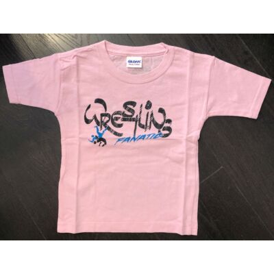 Gyerek póló-Wrestling fekete Fanatic mintával - rózsaszín pólón