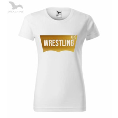 Női póló, wrestling vágott, fényes aranyból