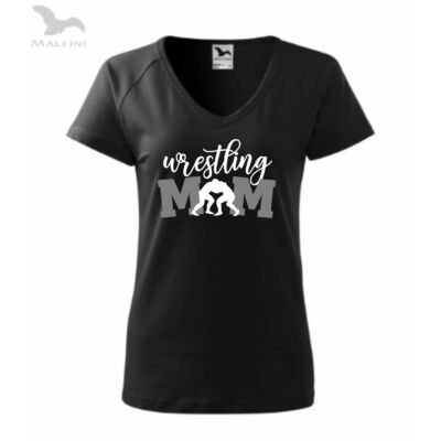 Női fekete póló, wrestling mom