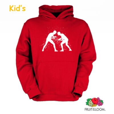 Felnőtt és gyerek kapucnis pulóver-piros,fehér