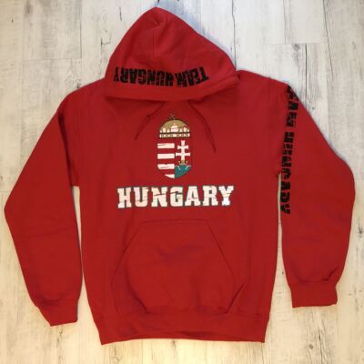 Felnőtt és gyerek kapucnis pulóver - HUNGARY-piros