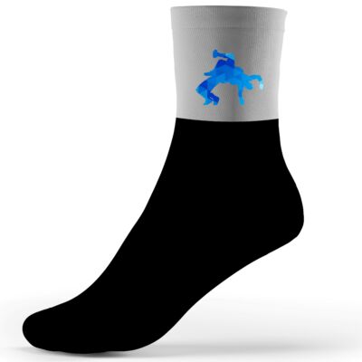 Fekete-kék mintás zokni (hosszú szárú)