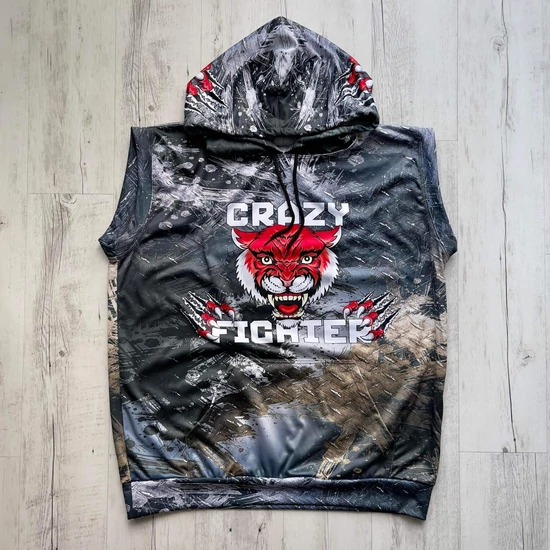 Férfi vastag mellény (rashguard) - kígyós mintával - szürkés mellényen