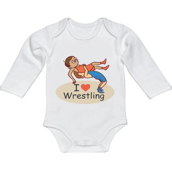 Baba-body, hosszú ujjas, pamut fehér-dobós gyerek mintával