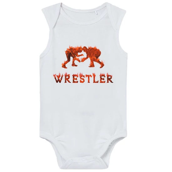 Baba-body, ujjatlan pamut tüzes WRESTLING felirattal