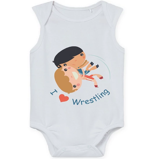 Baba-body, ujjatlan, pamut fehér-Kitty gyerek mintával