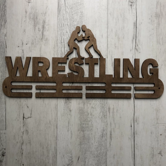 Fali Éremakasztó Fából - WRESTLING - 2 soros világosbarna (49x22cm)