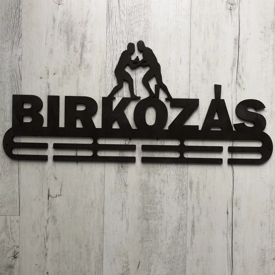 Fali Éremakasztó Fából - BIRKÓZÁS - 2 soros sötétbarna (49x22cm)