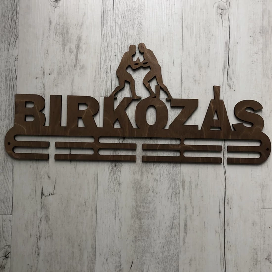 Fali Éremakasztó Fából - BIRKÓZÁS 2 soros világosbarna (49x22)