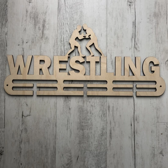 Fali Éremakasztó Fából - WRESTLING - 2 soros bézs (49x22cm)