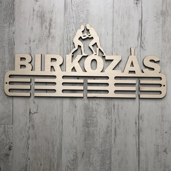 Fali Éremakasztó Fából - BIRKÓZÁS - 3 soros bézs (50x23cm)